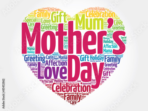 Mother's day heart word cloud