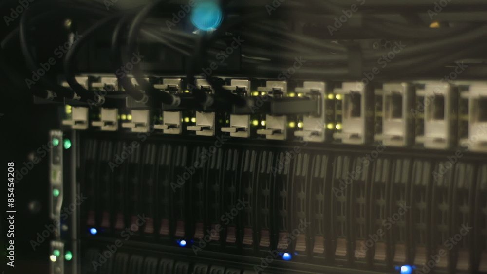 Fully loaded network media converters and ethernet switches, Lights on network server Fully loaded network media converters and ethernet switches, Lights on network server