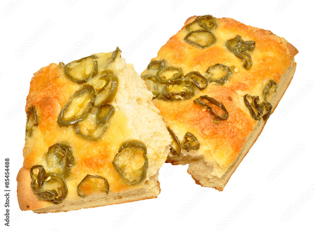 Cheese And Jalapeno Pepper Topped Focaccia Bread Cheese And Jalapeno Pepper Topped Focaccia Bread