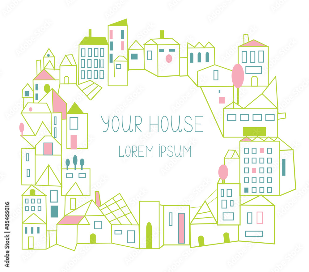 Plakat Estate background - houses card