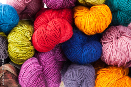 Fototapeta Colorful wool yarn balls