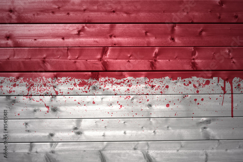 painted indonesian flag on a wooden texture