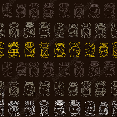Seamless background with Maya head numerals glyphs for your design