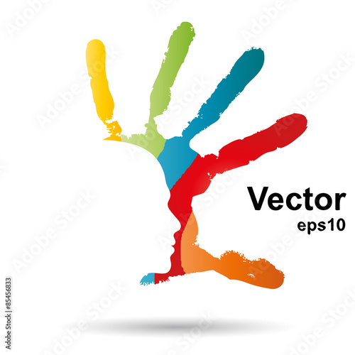 Vector conceptual abstract human child hand paint man face