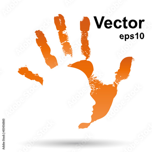 Vector conceptual abstract human child hand paint man face