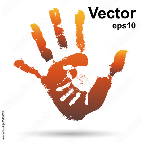 Vector conceptual mother and child hand print isolated