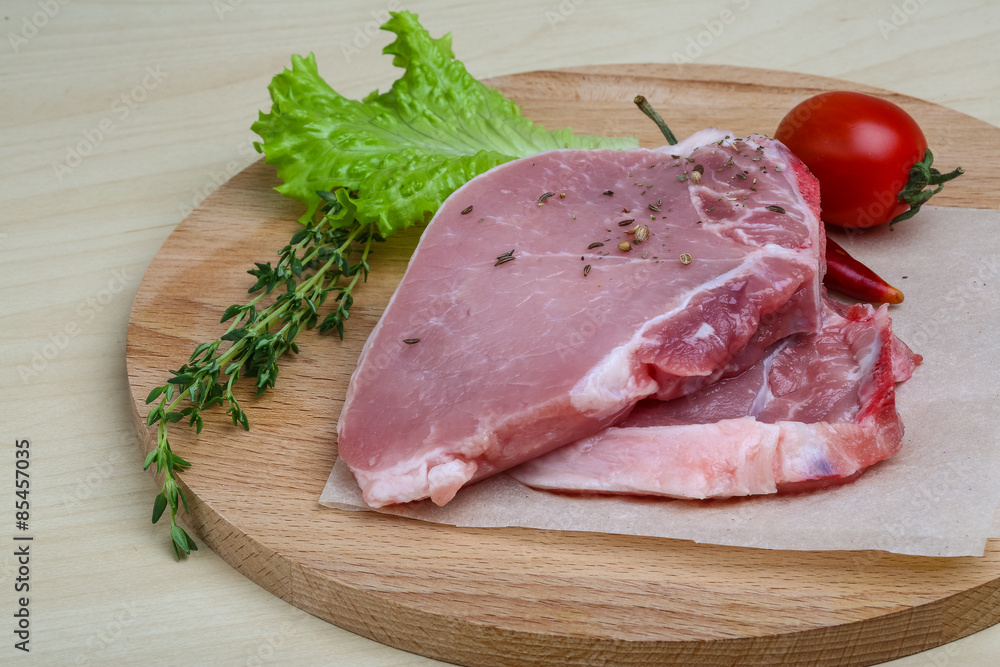 Raw pork steak