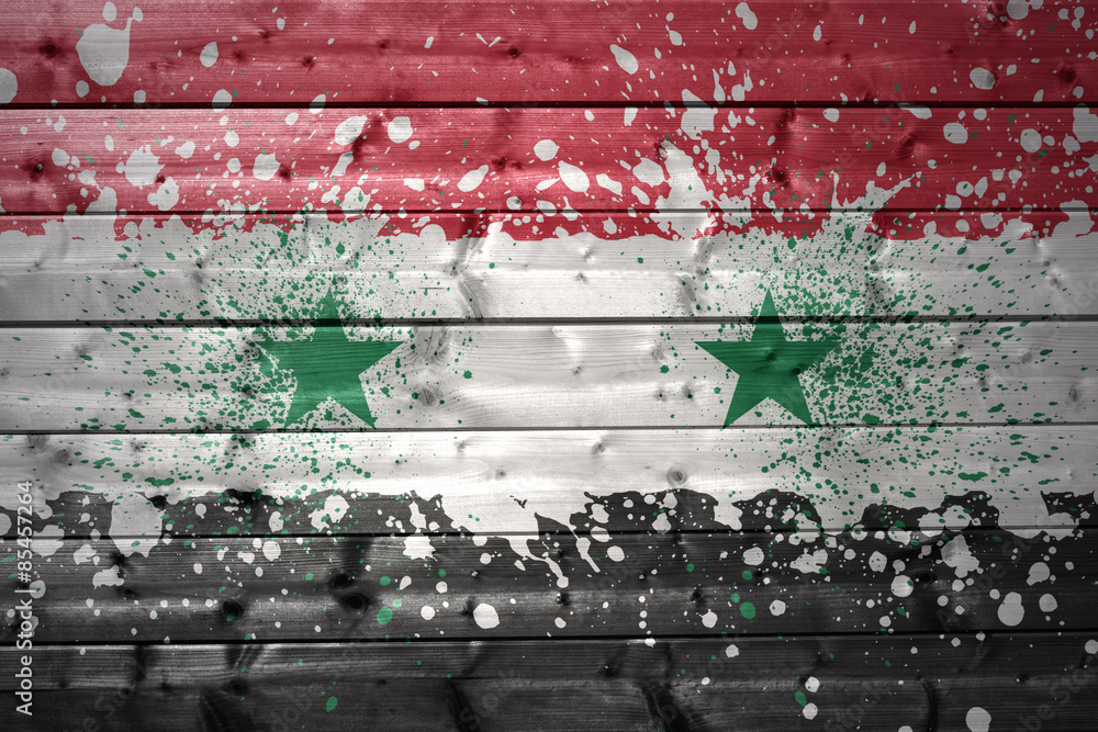 Fototapeta premium painted syrian flag on a wooden texture