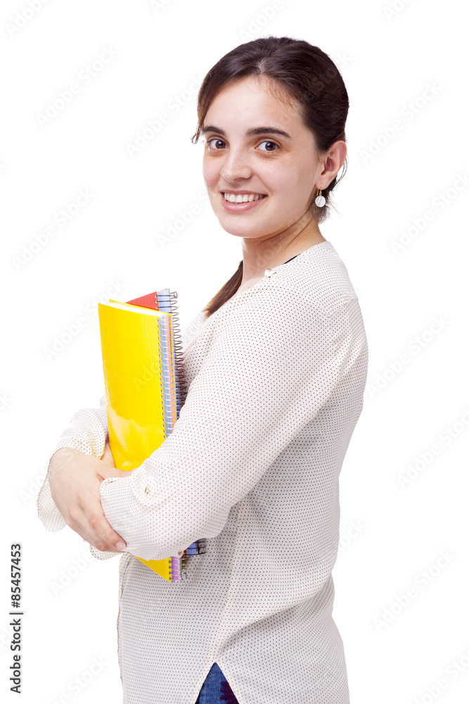 Young female student isolated on white background Young female student isolated on white background