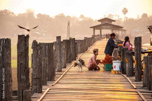 Fotomurale Ubein Bridge at Mandalay, Myanmar