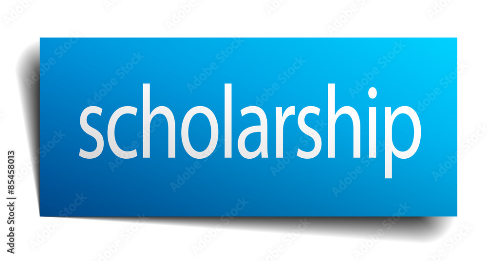 scholarship blue paper sign isolated on white