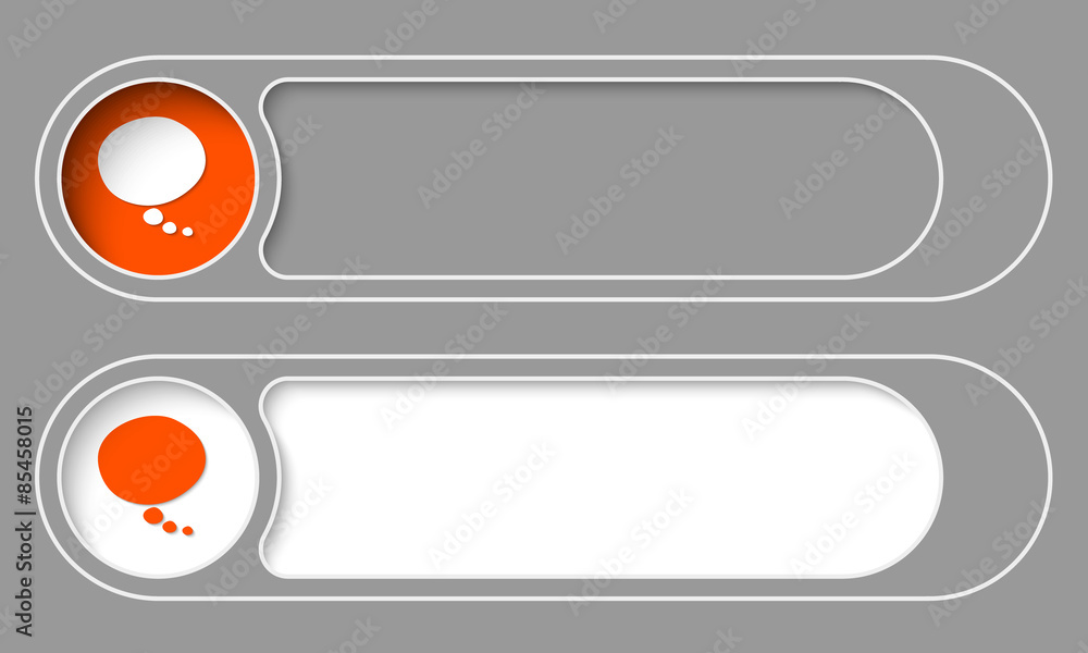 Set of two simple buttons and speech bubble Set of two simple buttons and speech bubble