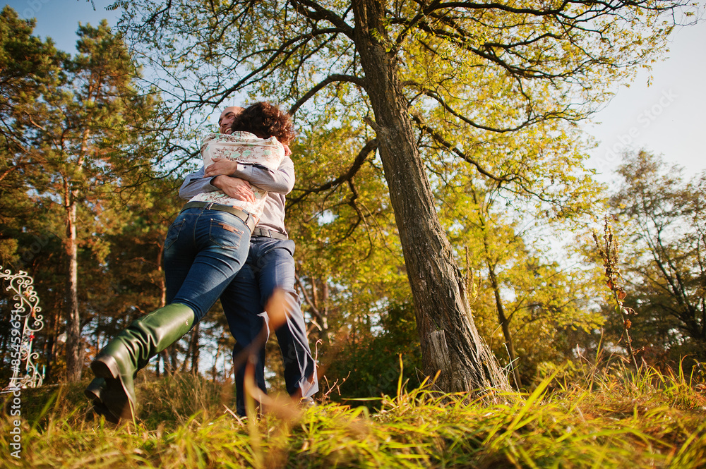 Happy and positive couple in autumn love story Happy and positive couple in autumn love story