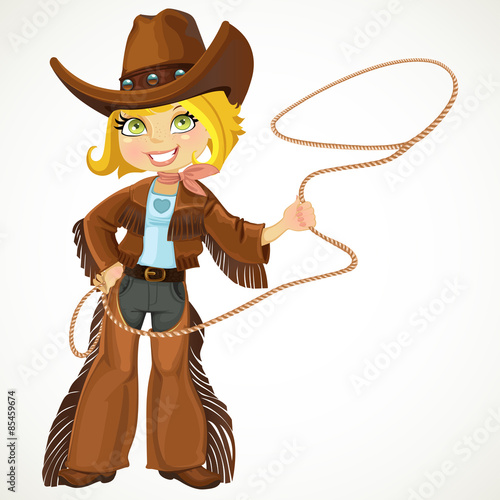 Blond cowgirl with Lasso