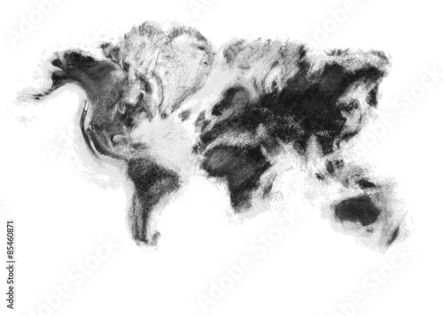 Charcoal artistic vector world map