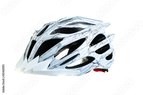 mountain bike helmet, isolated on white background photo