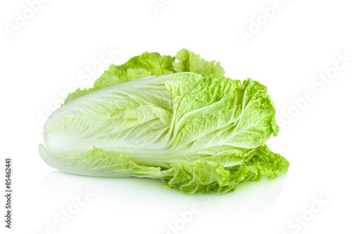 fresh chinese cabbage and a cut one on a white background