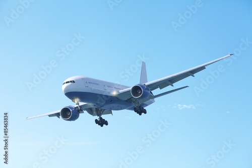 Jet plane in a clear blue sky
