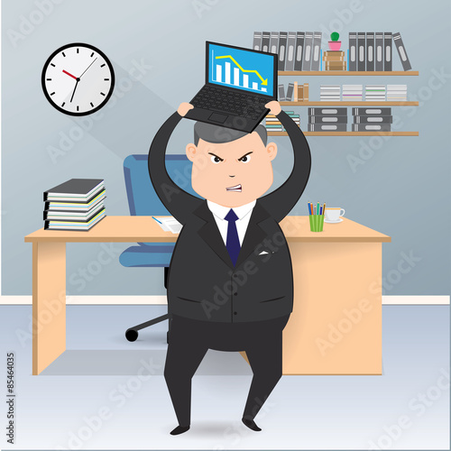 Angry boss of falling down chart