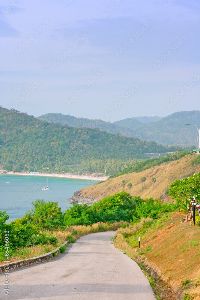 Hill road to the coast and sea at Phuket, Thailand