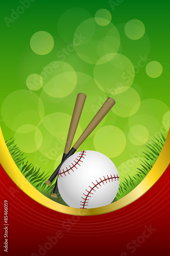 Green red sport white baseball ball club frame vertical gold ribbon 