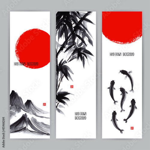 banners with Japanese natural motifs photo