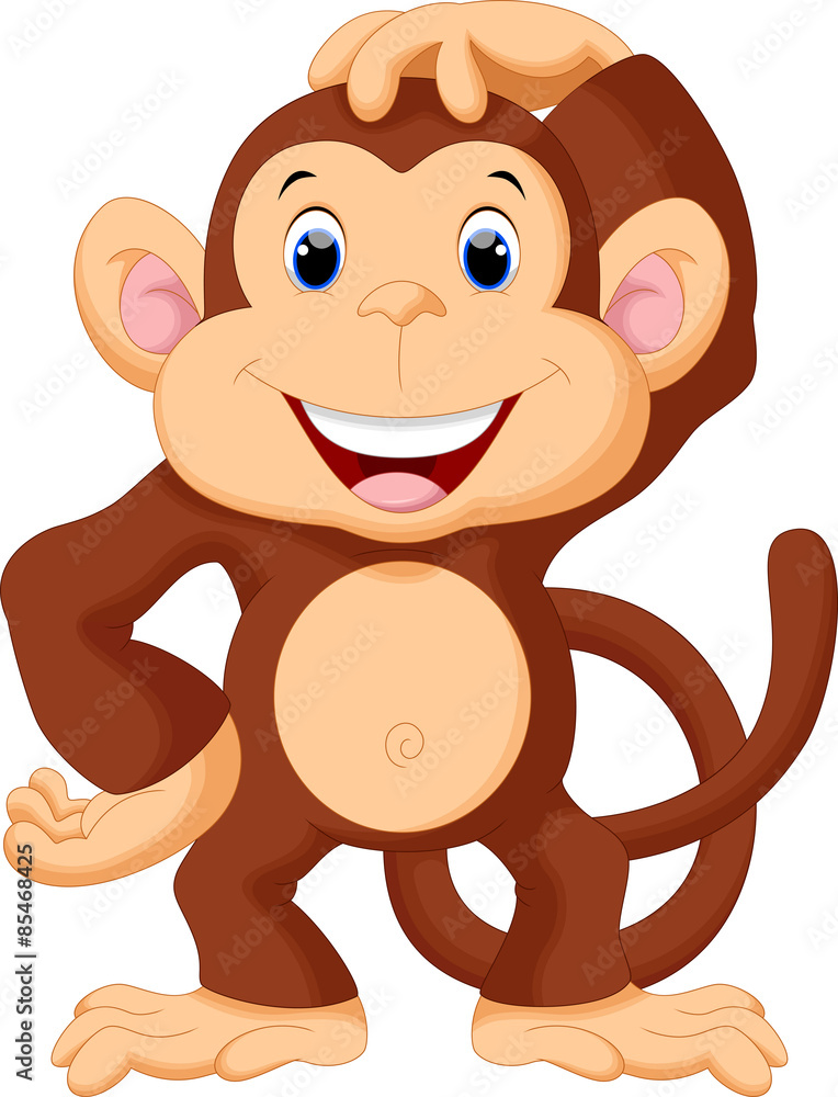 Cute monkey cartoon Stock Vector | Adobe Stock