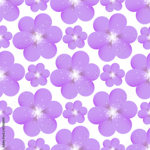 Seamless pattern with purple flowers