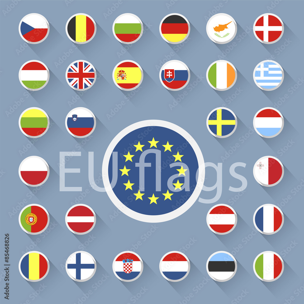 Vector set of European Union web button.Flat design. Vector set of European Union web button.Flat design.