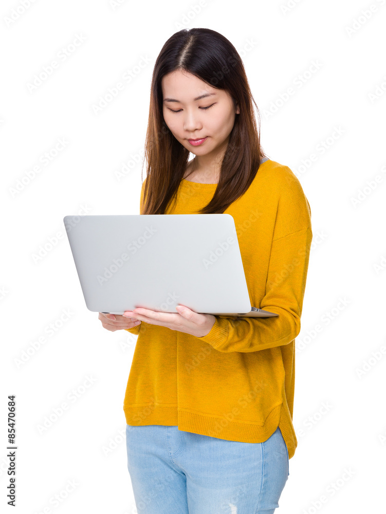 Woman use of notebook computer Woman use of notebook computer