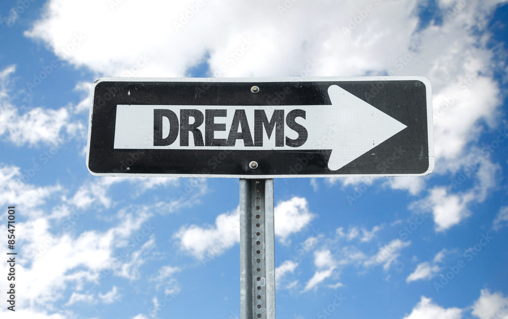 Dreams direction sign with sky background Dreams direction sign with sky background