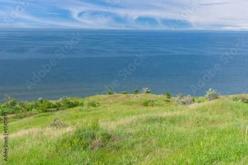 June landscape with Kakhovka Reservoir located on the Dnepr River, Ukraine photo