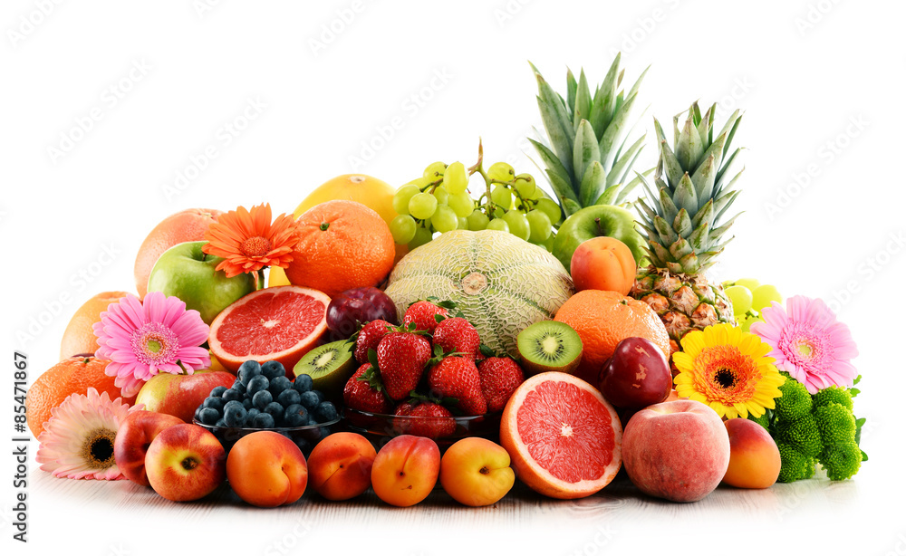 Composition with assorted fruits isolated on white Composition with assorted fruits isolated on white