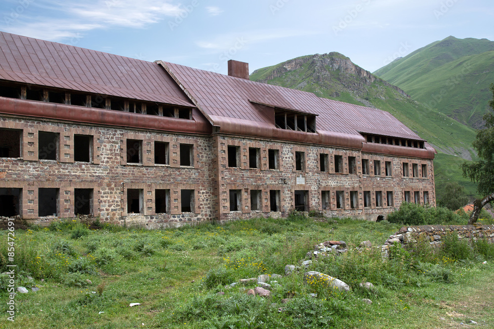 The old school building was destroyed. Almasiani village. Georgia The old school building was destroyed. Almasiani village. Georgia