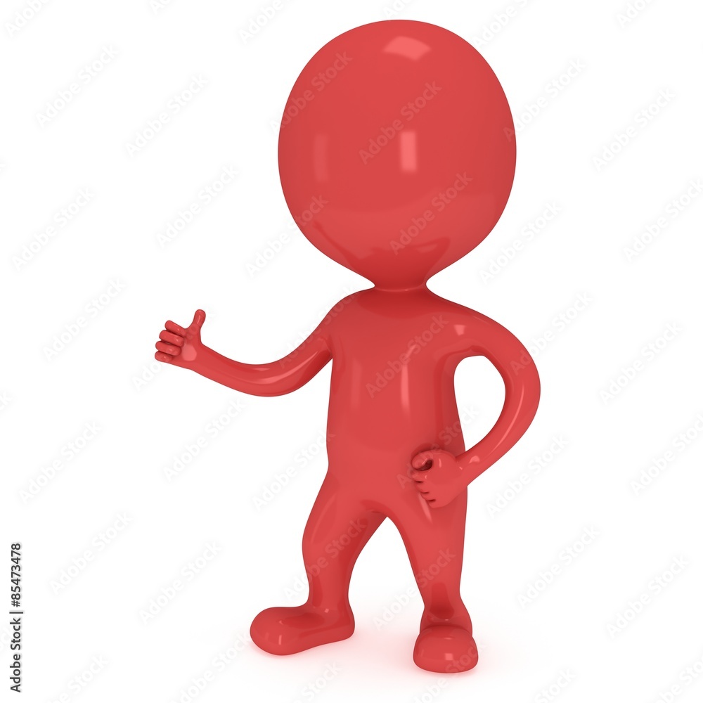 3D red man showing thumbs up 3D red man showing thumbs up