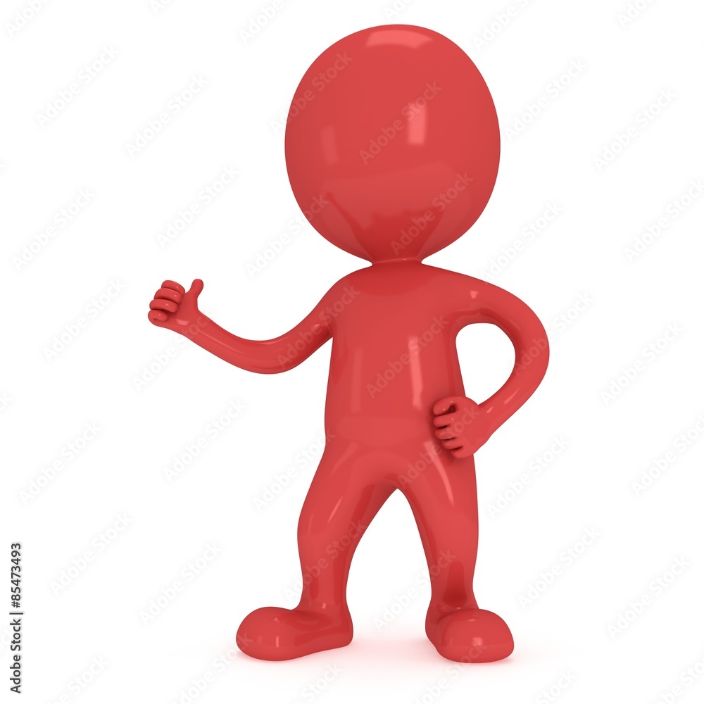 3D red man showing thumbs up 3D red man showing thumbs up