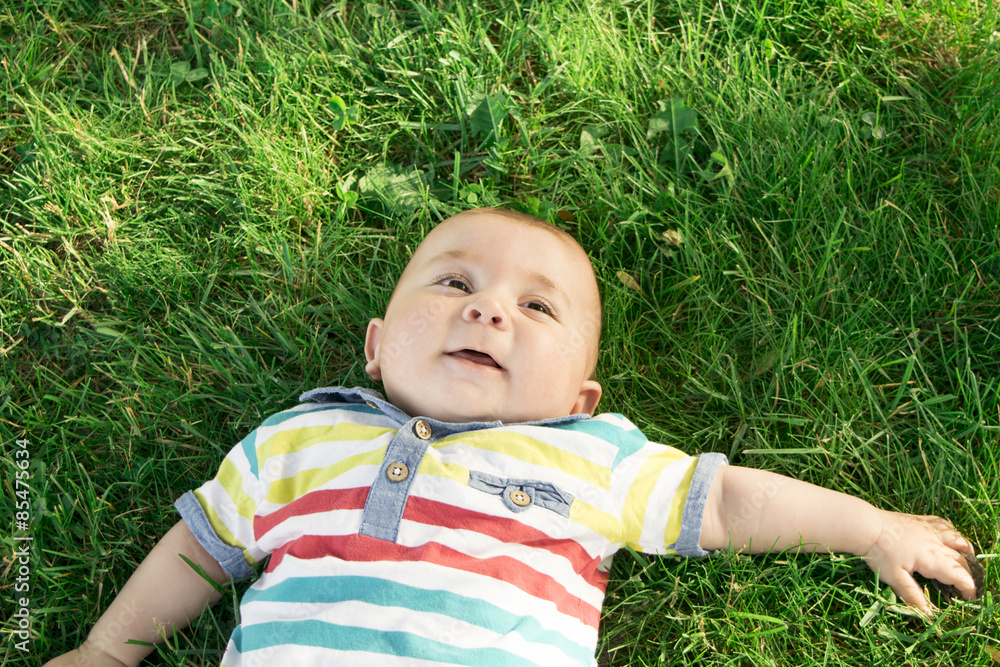 baby on the grass baby on the grass