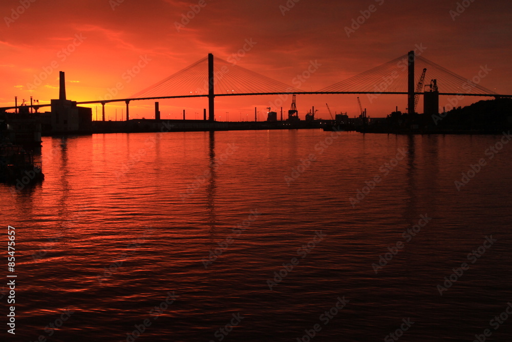 Sonnenuntergang am Savannah River in Georgia Sonnenuntergang am Savannah River in Georgia