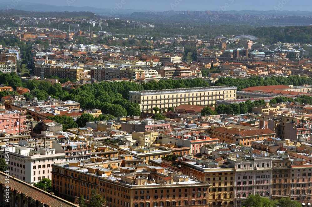 Aerial view of the Vatican City and Rome, Italy.