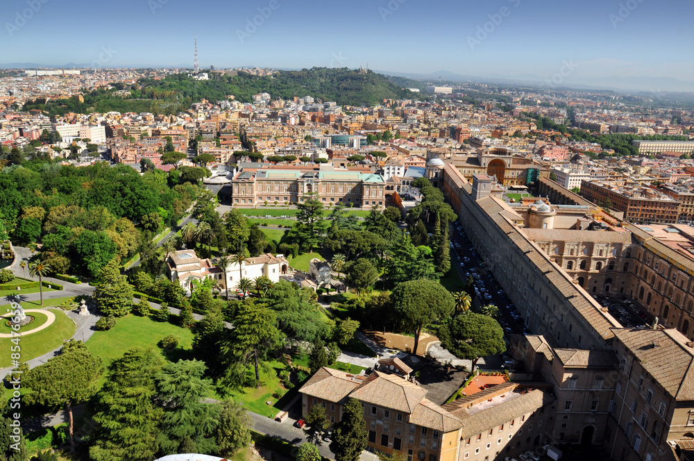 Aerial view of the Vatican City and Rome, Italy.