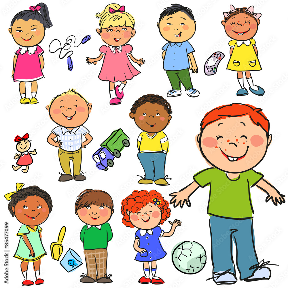 Kids. Hand drawn clip-art.