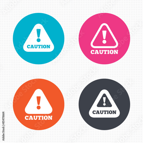 Attention caution signs. Hazard warning icons.