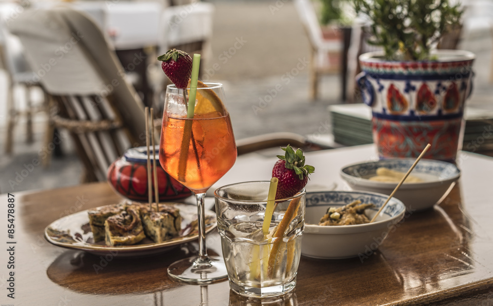 Alcoholic aperitif and tonic water. drink Italian Alcoholic aperitif and tonic water. drink Italian