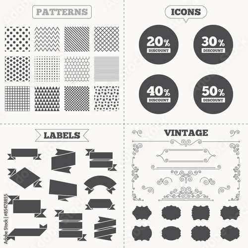 Sale discount icons. Special offer price signs.