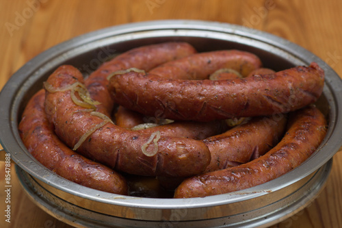 sausage on a wooden board