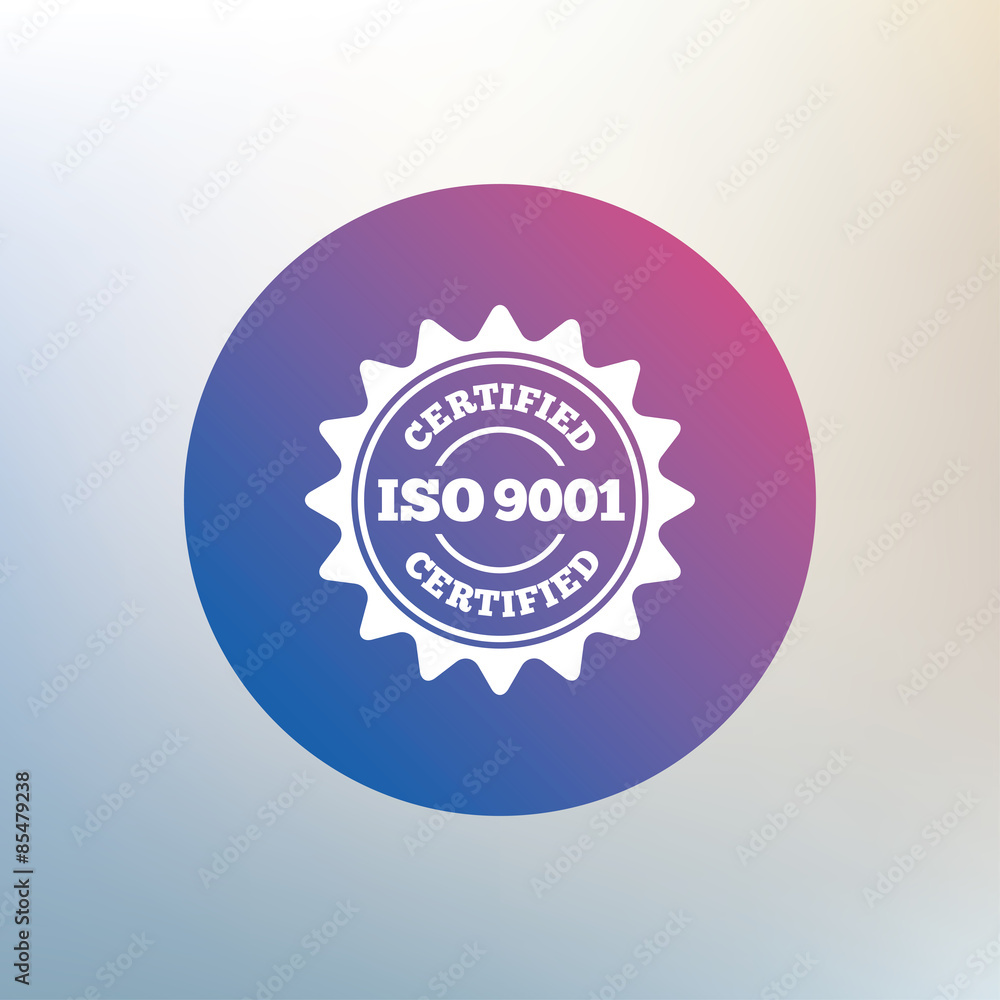 Fototapeta premium ISO 9001 certified sign. Certification stamp.