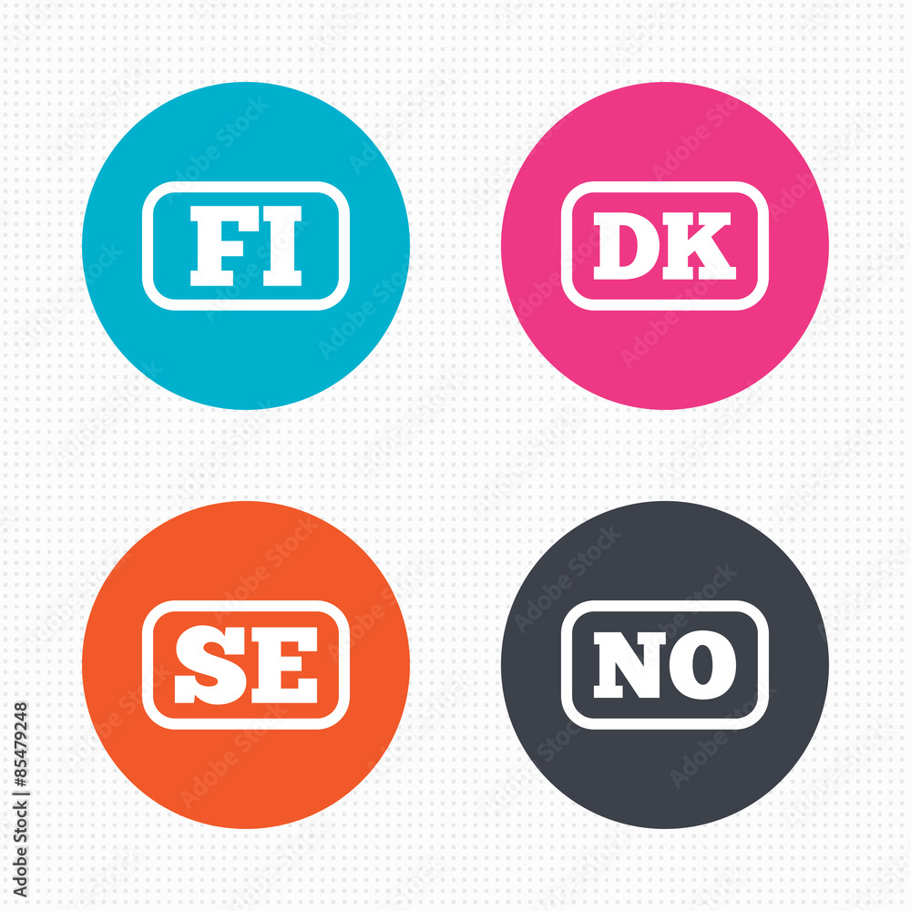 Language icons. FI, DK, SE and NO translation. Language icons. FI, DK, SE and NO translation.