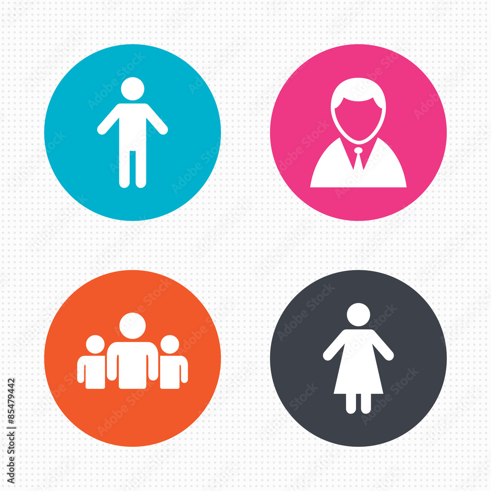 Businessman person icon. Group of people symbol. Businessman person icon. Group of people symbol.