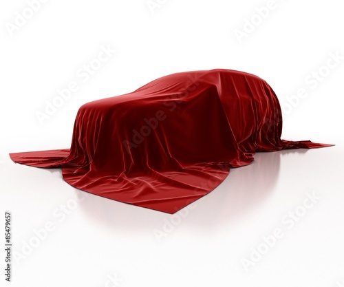 Car covered with velvet. The secret cars. 3D.