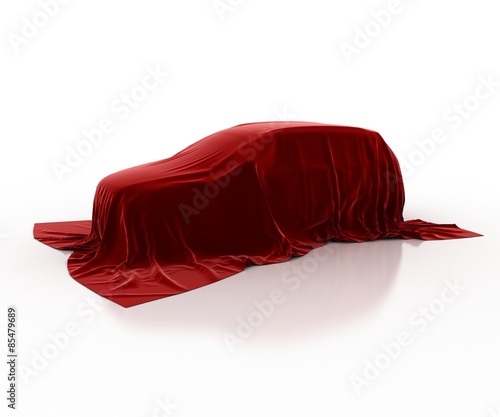 Car covered with velvet. The secret cars. 3D.